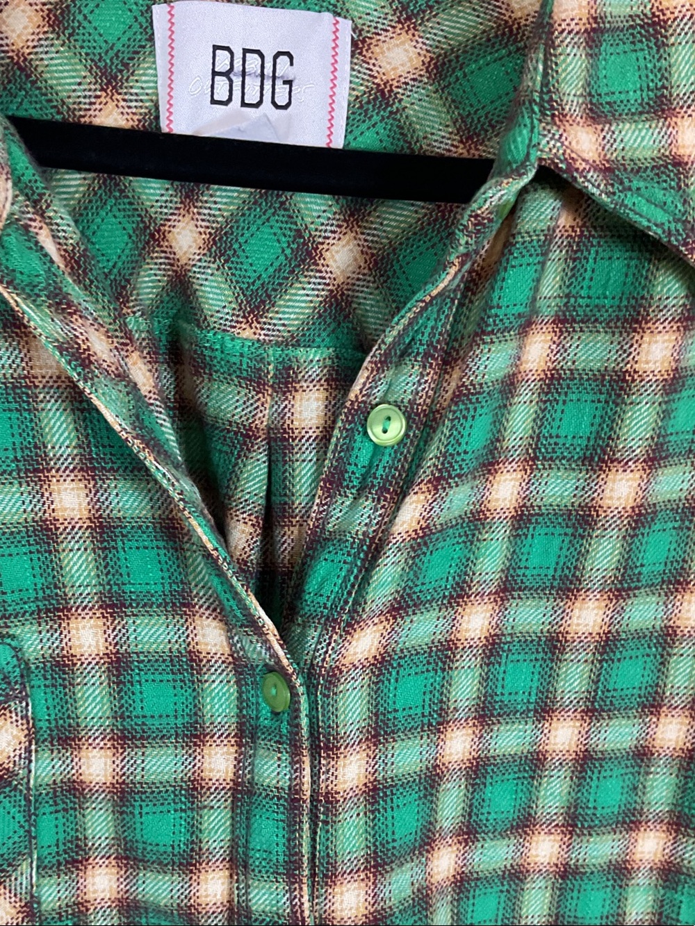 Urban Outfitters UO BDG Brixton Button Down Oversized Flannel Raw Edge Lg Plaid - Picture 5 of 12